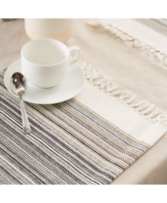 Fringed Stripe Table Toppers, 13" x 20", Set of 6