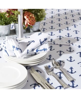 Anchors Print Outdoor Tablecloth with Zipper, 60" Round