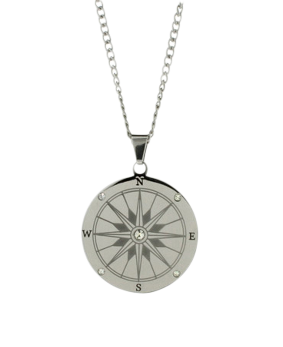 Eve's Jewelry Men's Stainless Steel Compass Necklace