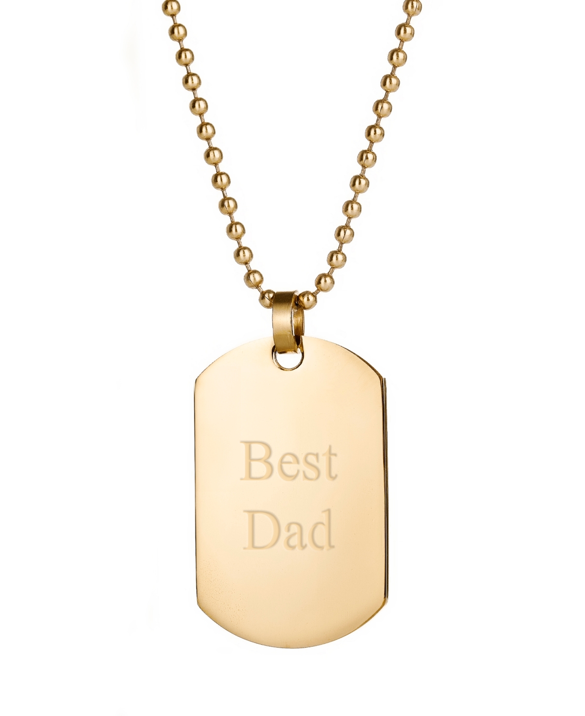 Eve's Jewelry Men's Gold Plated Medium "Best Dad" Stainless Steel Dog Tag Necklace