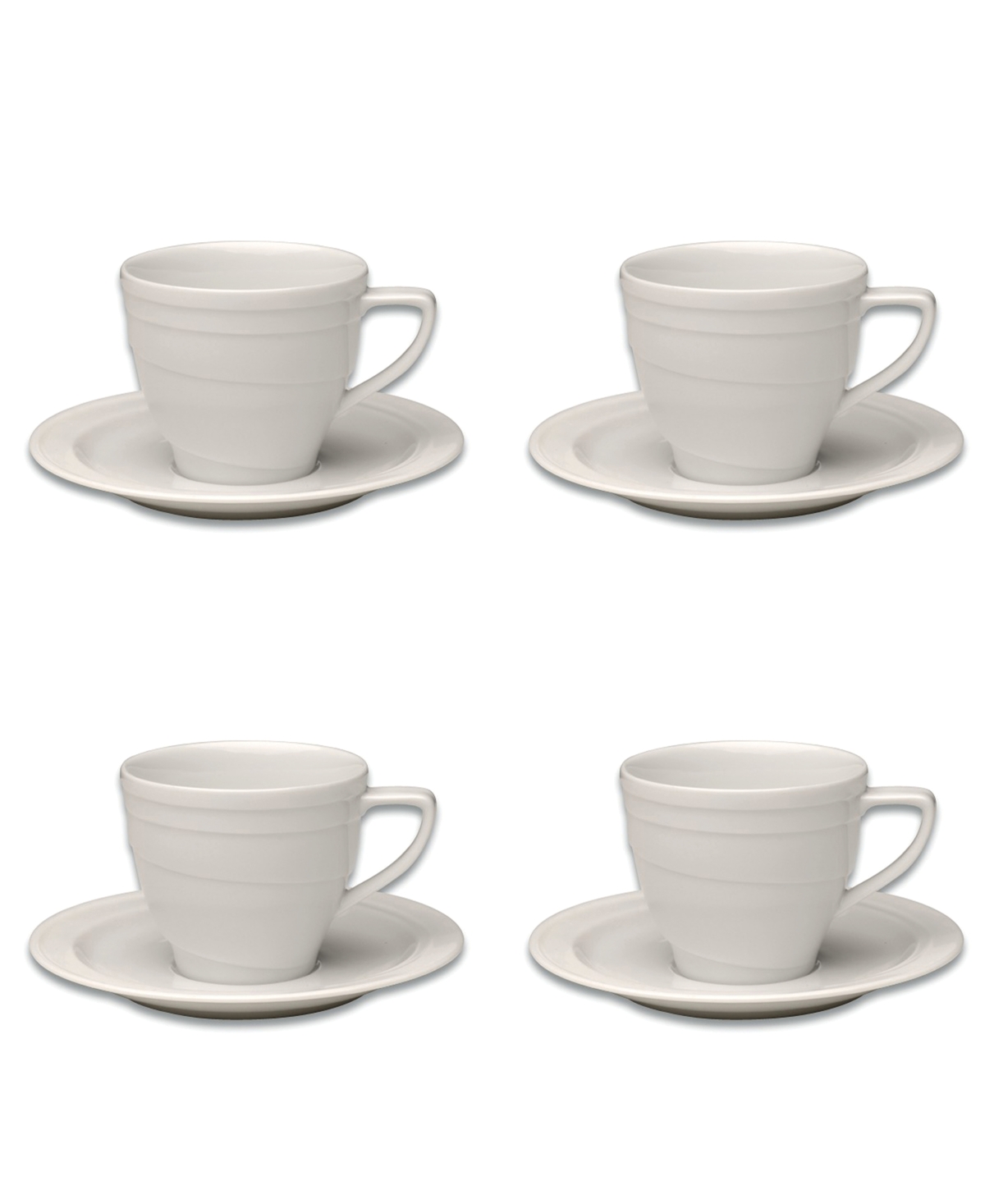 Essentials 4 Oz Porcelain Cup Saucer, Set of 4 - White