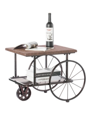 Industrial Wagon Style Coffee Table Rustic End Table Magazine Holder