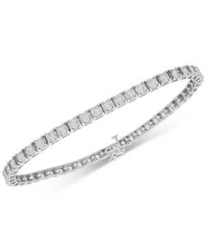 Shop Macy's Men's Diamond Tennis Bracelet (2 Ct. T.w.) In 10k White Gold