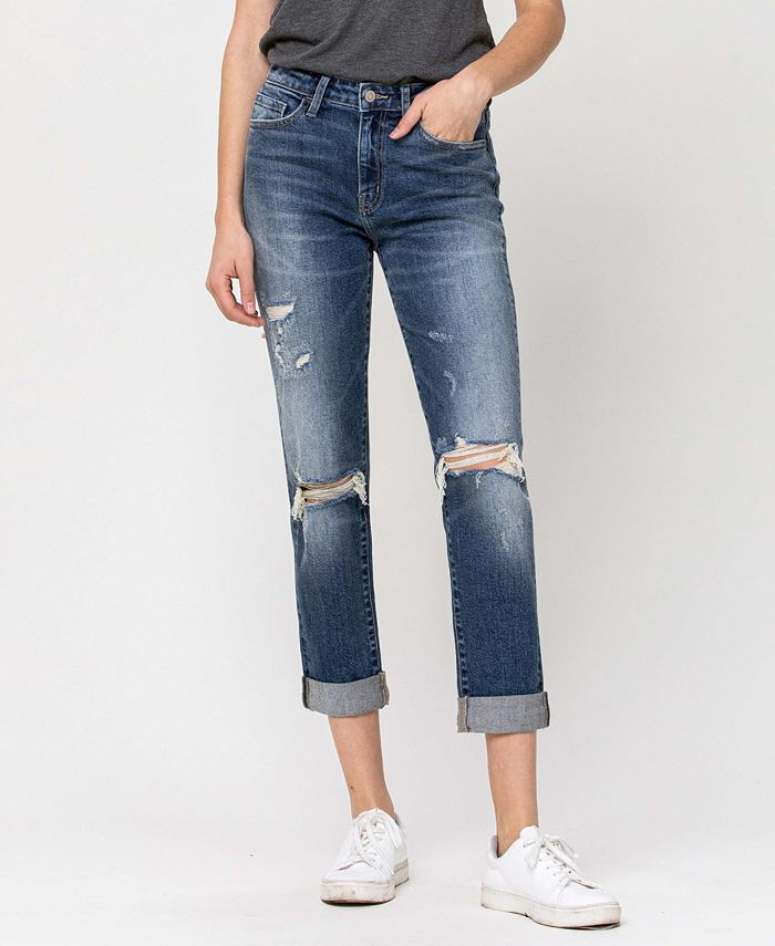 FLYING MONKEY Women s Distressed Roll Up Stretch Mom Jeans Macy s