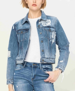 Women's Distressed Classic Fit Denim Jacket