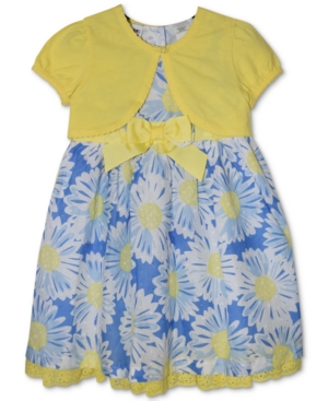 Blueberi Boulevard Baby Girls 2-Pc Watercolor Floral-Print Dress & Cardigan Set