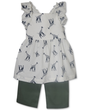 Blueberi Boulevard Baby Girls 2-Pc Giraffe Tunic & Woven Capri Set