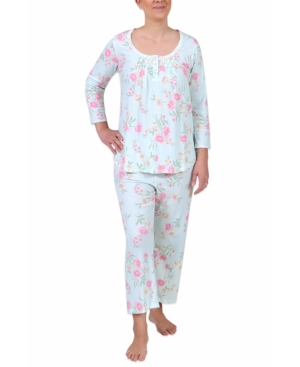Miss Elaine Floral-Print Cropped Pajama Pants Set