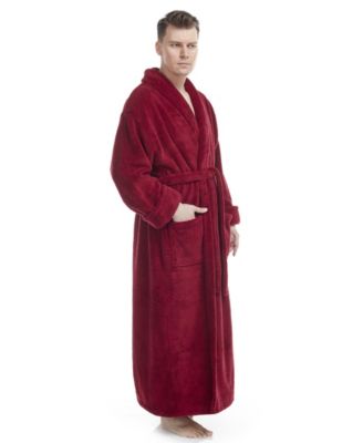 Men's Shawl Collar Full Ankle Length Fleece Bathrobe