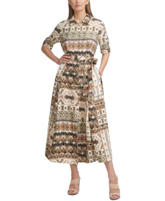 Calvin Klein - Printed Belted Shirtdress