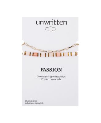 Gold Flash Plated Link Chain and Pink Bracelet Set