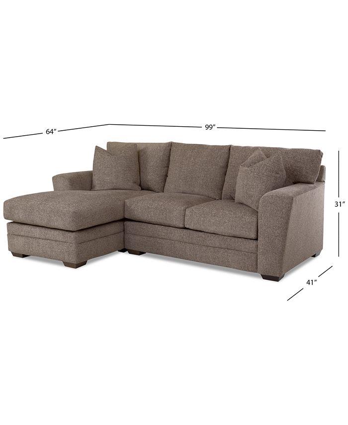 Macy's CLOSEOUT! Loranna 2Pc. Fabric Sectional with Chaise, Created