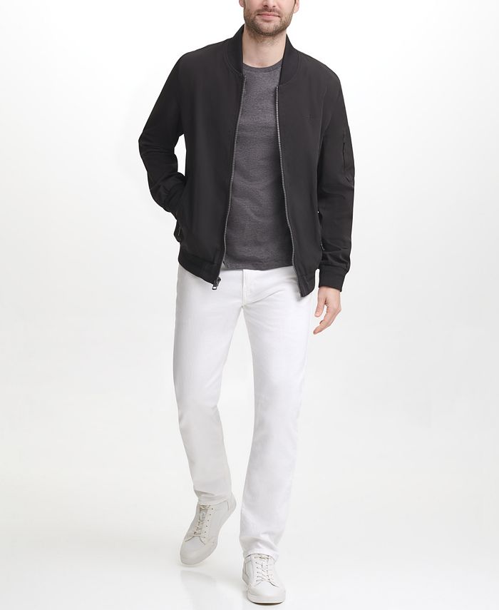 Calvin Klein Men's FullZip Flight Jacket with Embroidered Tonal Logo