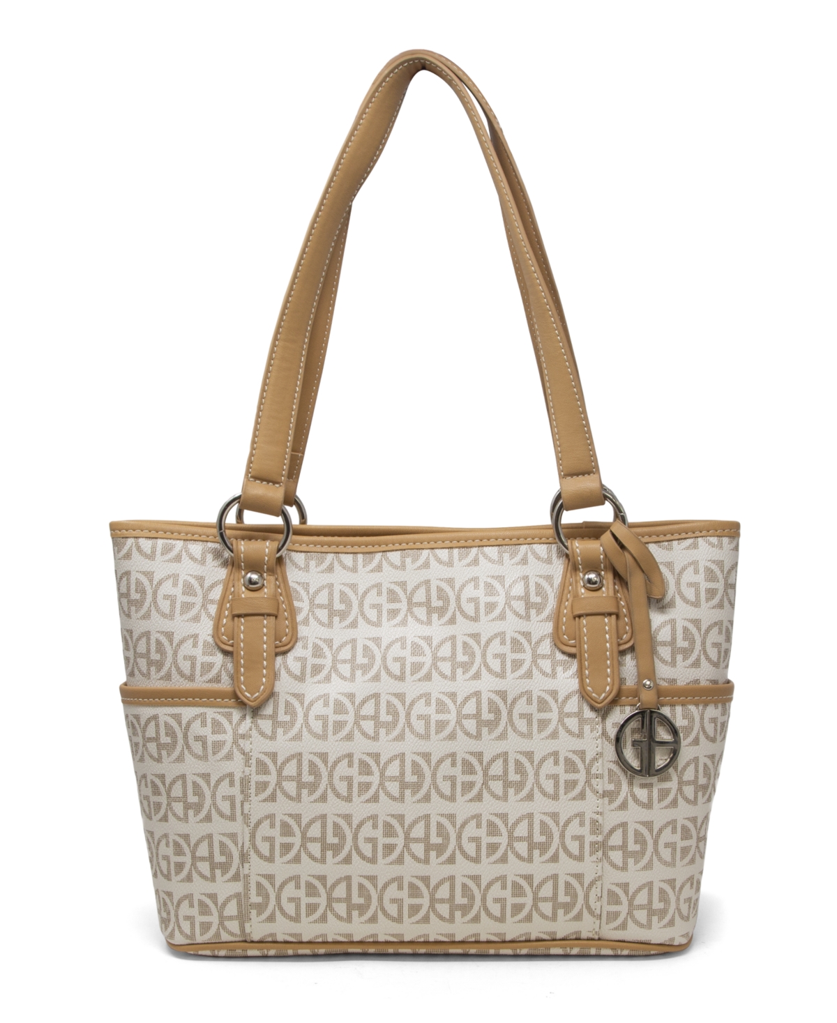 Block Signature Tote, Created for Macy's - Ivory/Silver