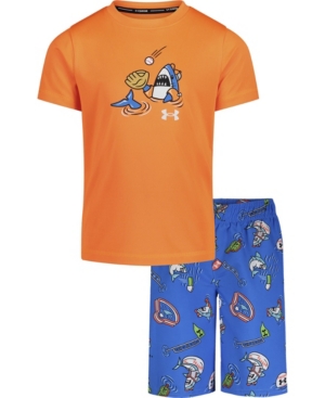 Little Boys Shark Pool T-Shirt and Swim Shorts Set
