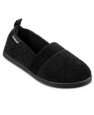 Isotoner Signature Quilted Memory Foam Microterry Slip On Slippers In Black