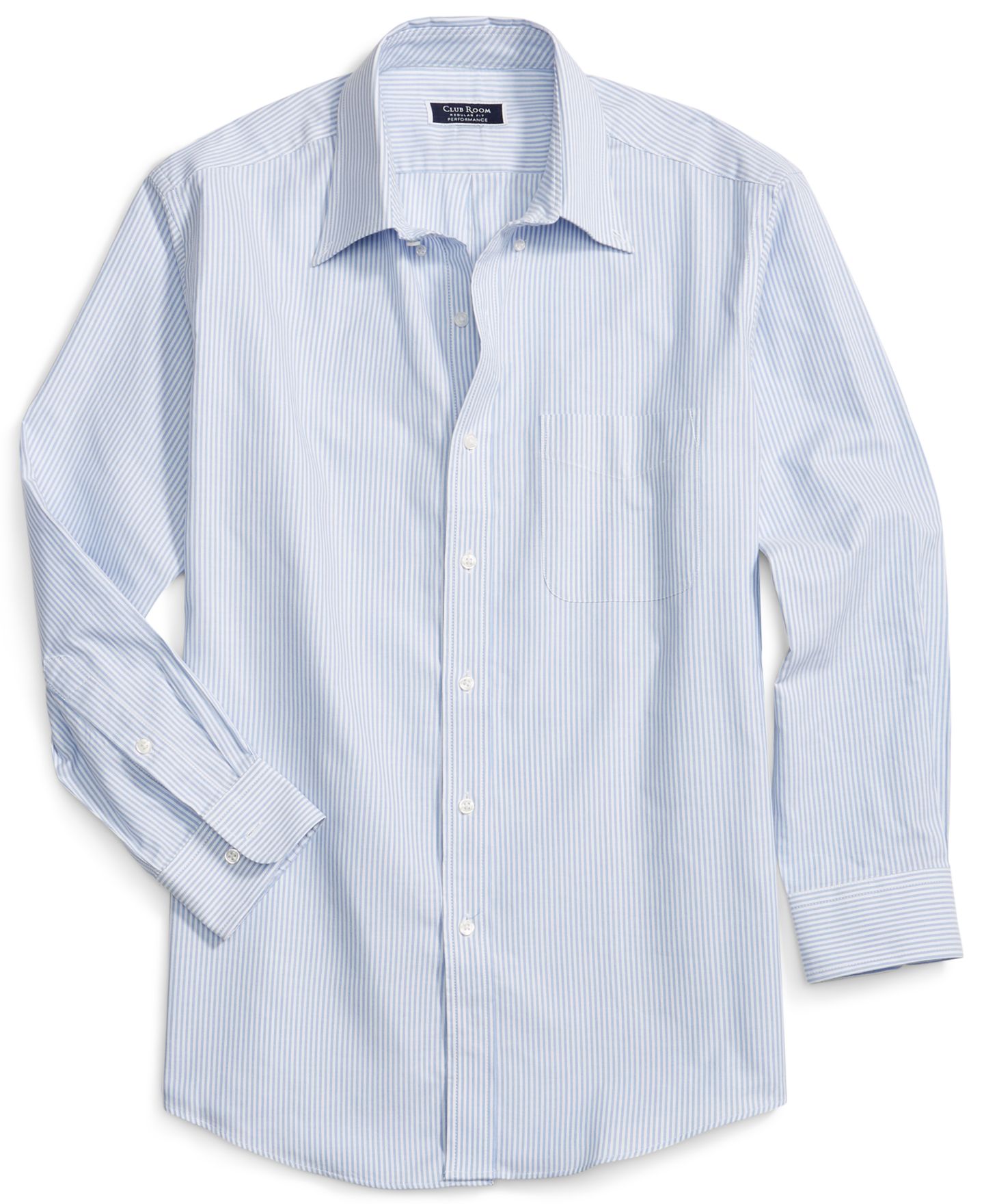 Мужская рубашка Club Room Regular Fit University Stripe Dress Shirt, цвет: Синий / Белый — фото 6