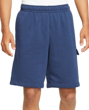 Shop Nike Men's Sportswear Club Fleece Cargo Shorts In Navy