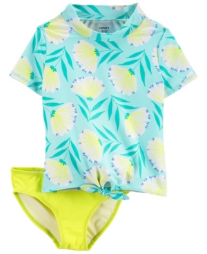 Little Girls Floral Rashguard Set 2 Piece