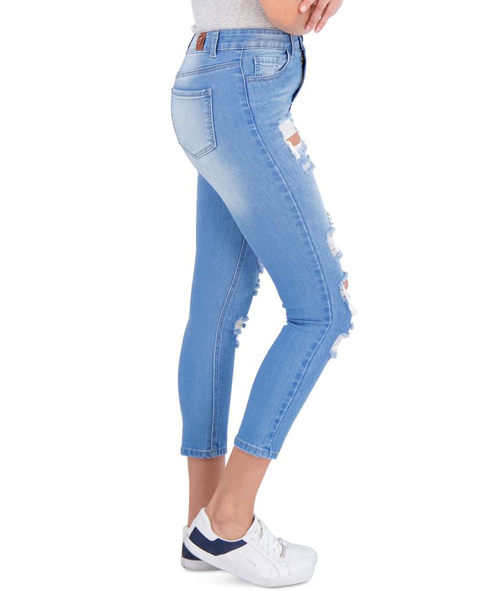 Gogo Jeans Juniors' Ripped Cropped Skinny Jeans - Macy's