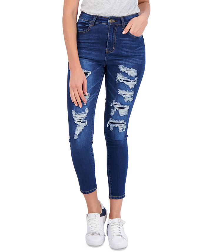 Gogo Jeans Juniors' Rip & Repair Skinny Jeans - Macy's