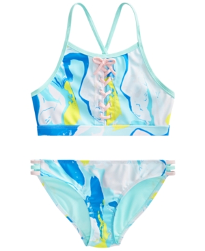 Ideology Big Girls Lace-Up Bikini Set Created for Macy's