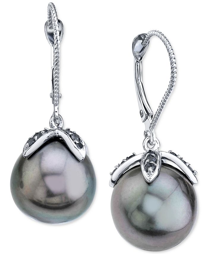 Macy's black pearl outlet earrings