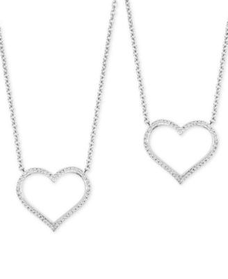 Hallmark Diamonds - 2-Pc. Set Diamond "Wear One Share One" Heart Necklaces (1/5 ct.tw) in Sterling Silver, 16" + 2" extender