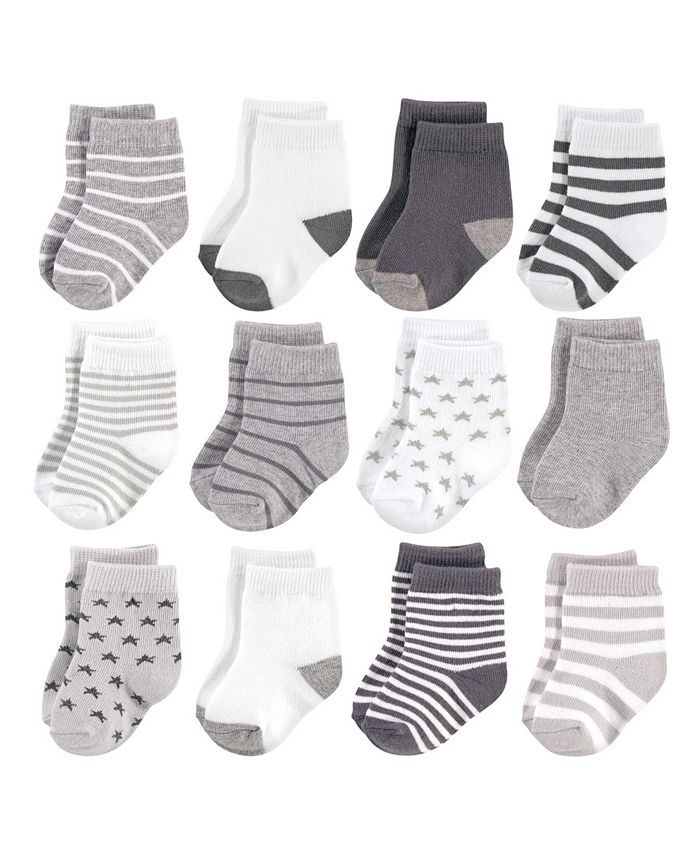 Hudson Baby Baby Girls and Boys Cotton Rich Newborn and Terry Socks, 12