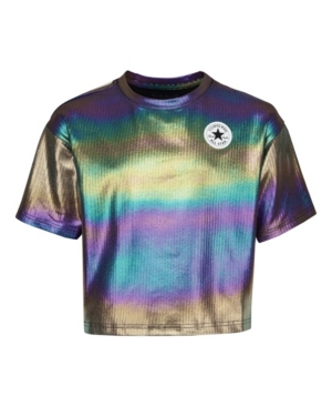 Converse Big Girls Dry Rainbow Chuck Patch Logo T-shirt