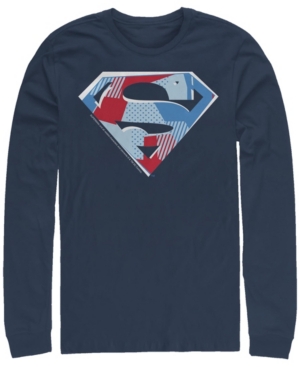 Shop Fifth Sun Men's Superman Cutout Logo Long Sleeve Crew T-shirt In Navy