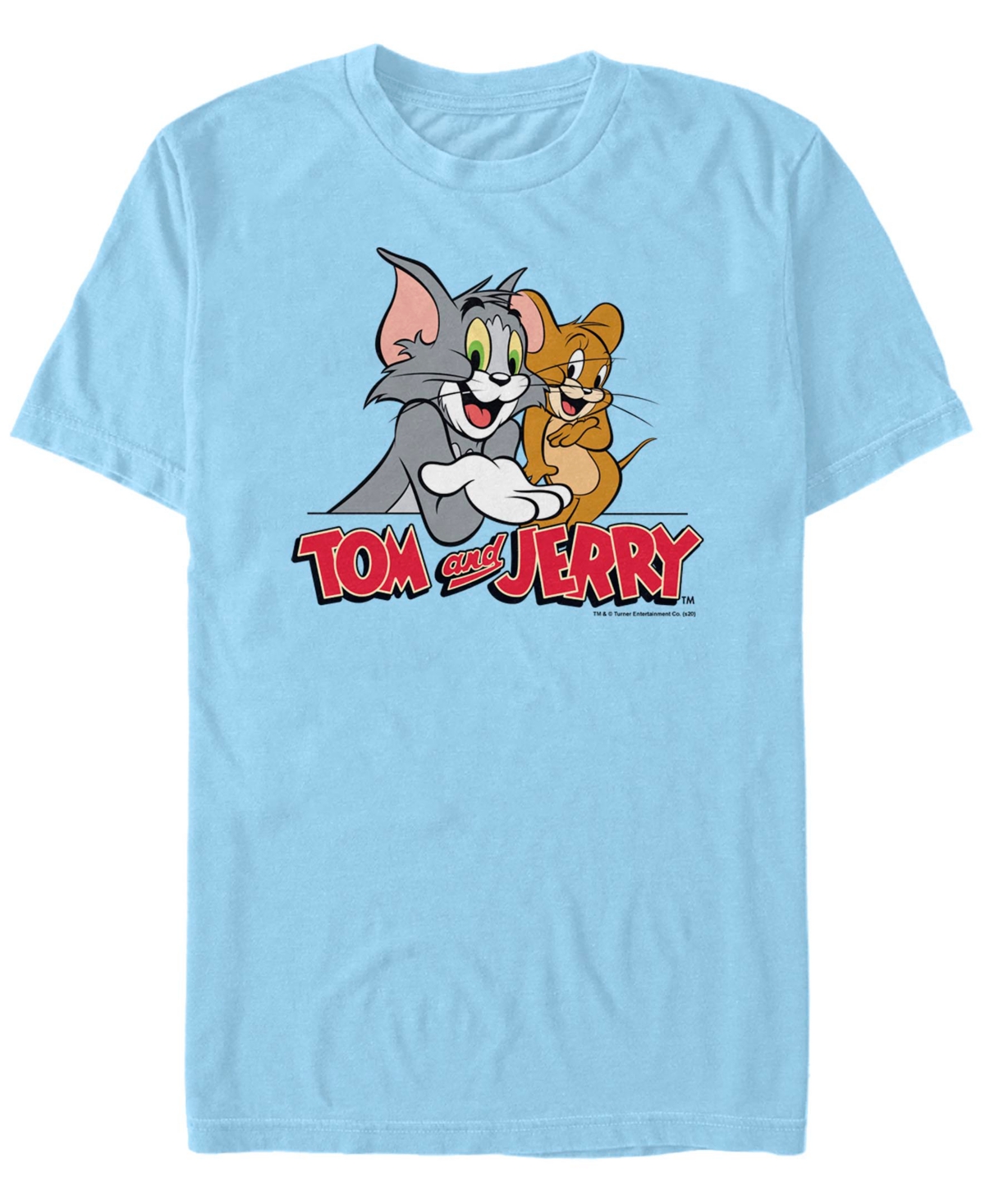 Men's Tom Jerry Simple Buds Short Sleeve T-shirt - Light Blue