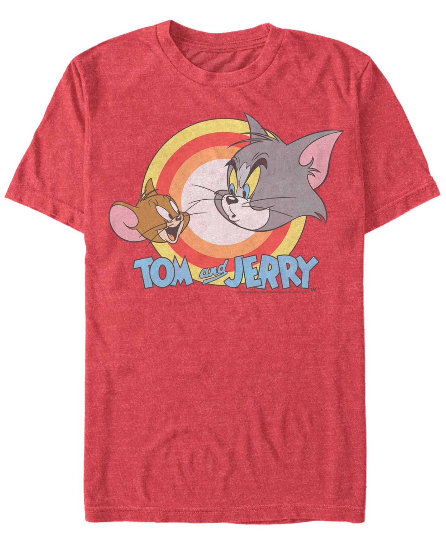 Мужская футболка Fifth Sun Tom Jerry Faces and Logo Short Sleeve, цвет: Красный меланжевый — фото 1