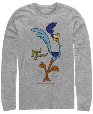 Shop Fifth Sun Men's Looney Tunes Faces Of Road Runner Long Sleeve Crew T-shirt In Athletic Heather