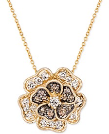 Nude Diamond & Chocolate Diamond Flower 18" Pendant Necklace (1/2 ct. t.w.) in 14k Gold