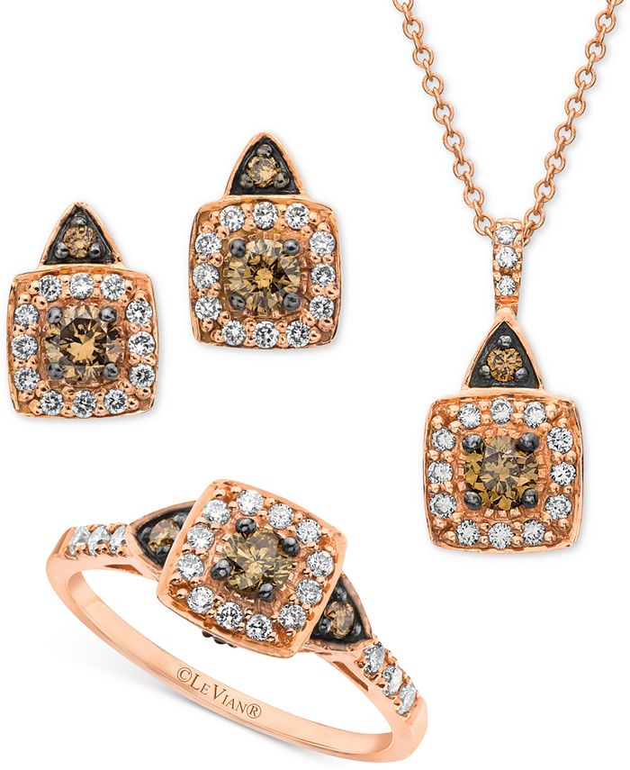 Le Vian Chocolate by Petite Chocolate Diamond® & Vanilla Diamond® Square  Halo Jewelry Collection in 14k Gold, White Gold & Rose Gold & Reviews -  Necklaces - Jewelry & Watches - Macy's