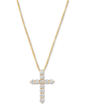 Shop Arabella Cubic Zirconia Cross 18" Pendant Necklace In Gold Over Silver