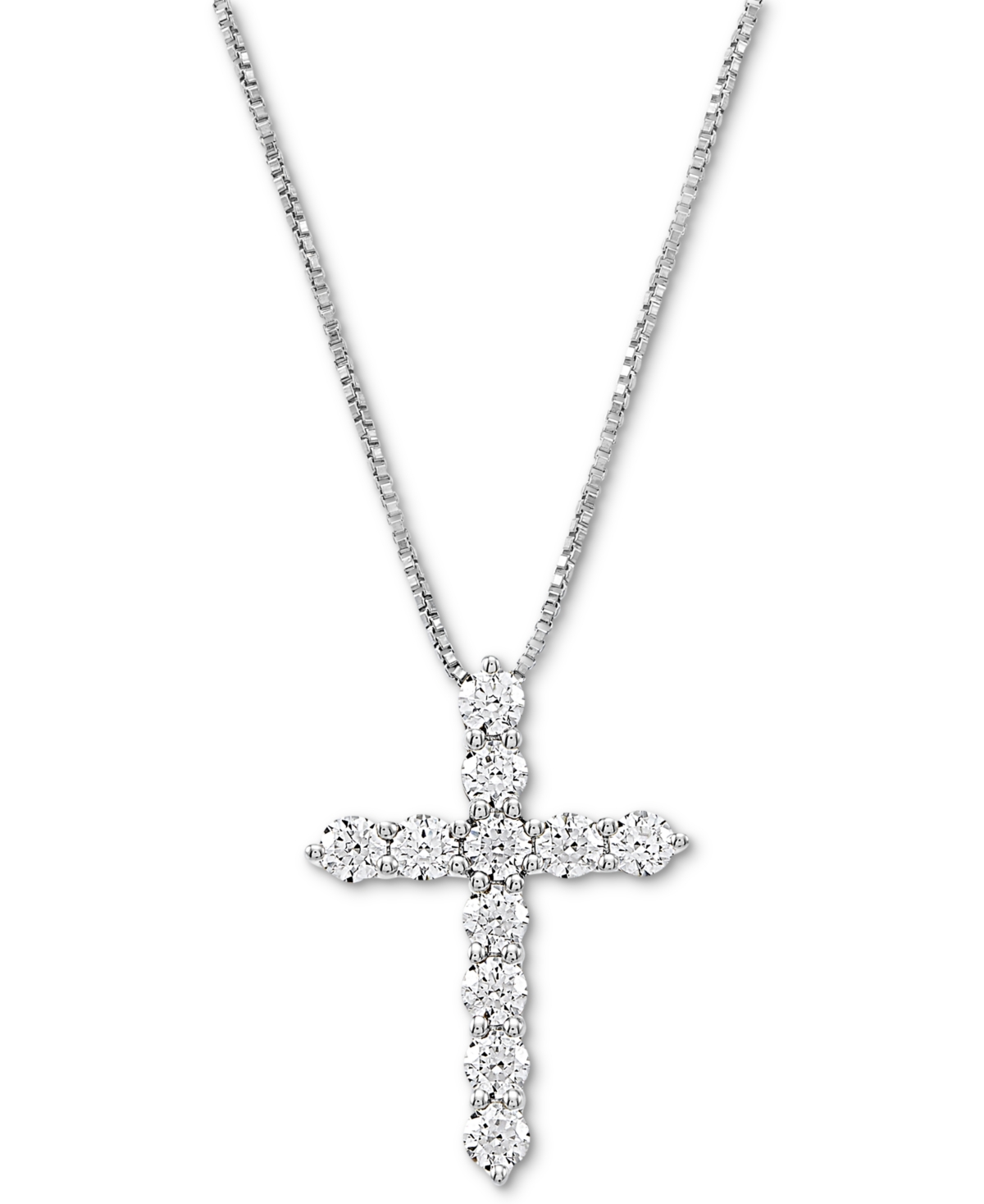 Cubic Zirconia Cross 18" Pendant Necklace - Silver