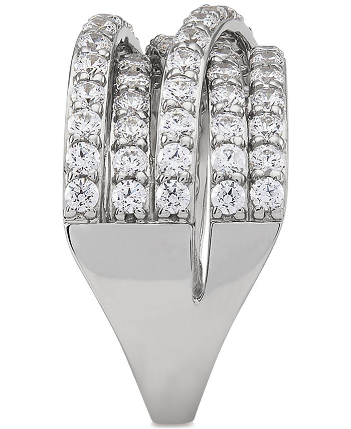 Arabella Cubic Zirconia Multirow Statement Ring in Sterling Silver
