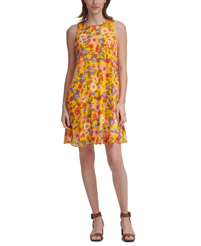 Macy's calvin sales klein yellow dress
