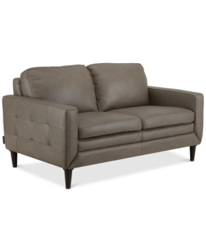 Furniture Closeout! Locasta 58" Tufted Leather Loveseat, Created For Macy's In Taupe