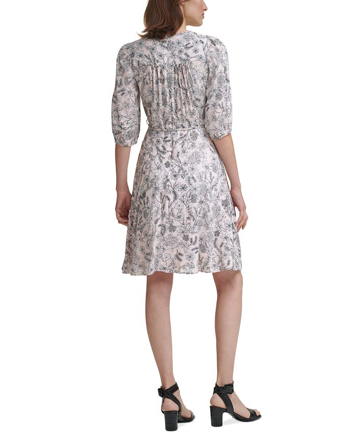 Calvin Klein Petite Printed Faux-Wrap Dress - Macy's