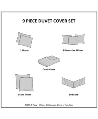 Dawn Reversible 9-Pc.Duvet Cover Set, California King