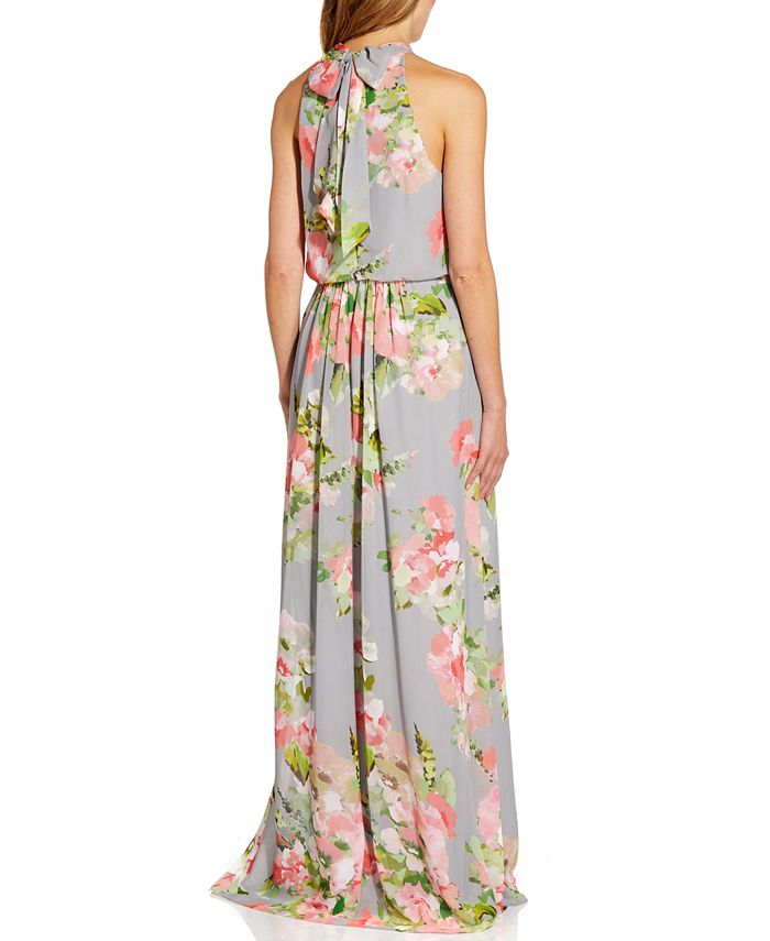 Adrianna Papell Floral-Chiffon Gown - Macy's