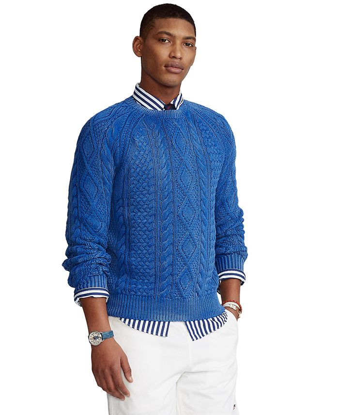 Polo Ralph Lauren Men's Big & Tall Aran-Knit Cotton Sweater & Reviews -  Sweaters - Men - Macy's