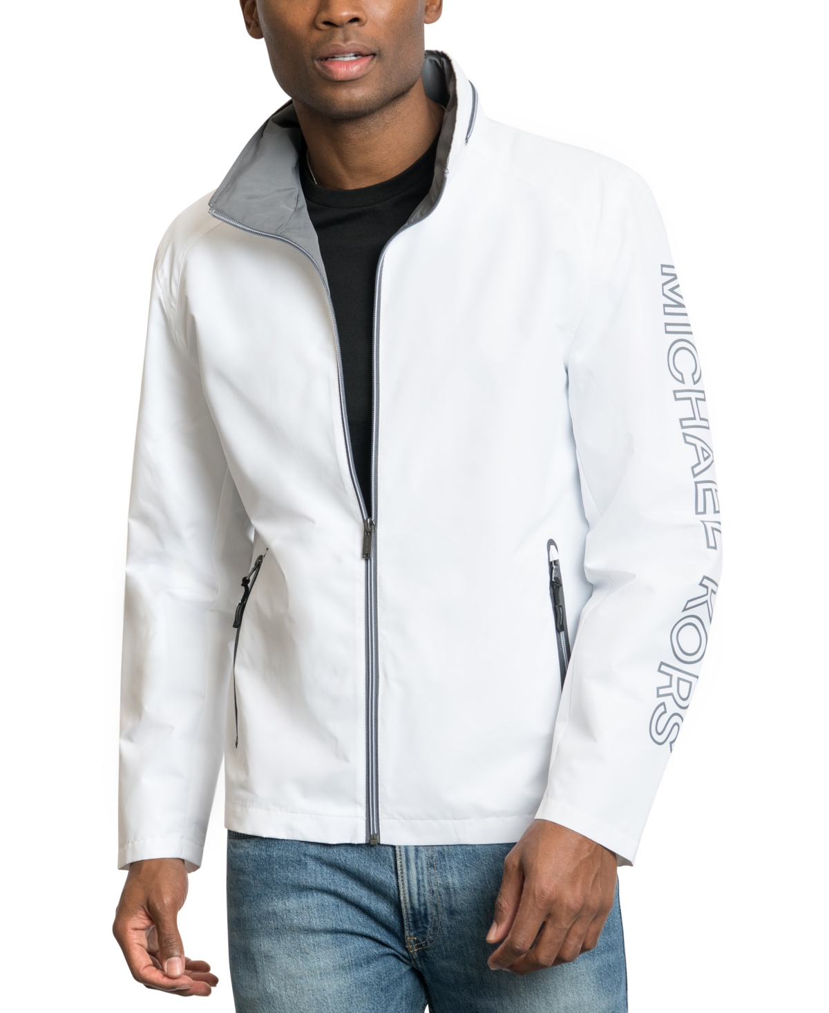 Shop Michael Kors Men's Fontaine Jacket In White,ice Grey