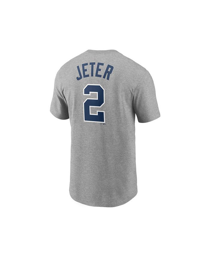 Men's Nike Derek Jeter Gray New York Yankees Name & Number T-Shirt