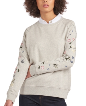 Barbour Bowland Embroidered Sweatshirt In Cloud Marl