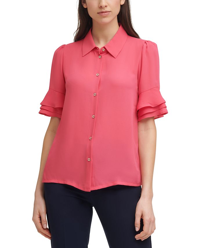 Tommy Hilfiger Ruffled-Cuff Blouse & Reviews - Tops - Women - Macy's