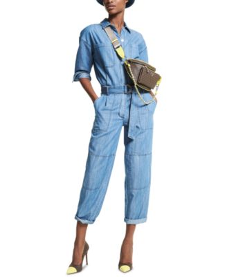 Michael Kors - Tie-Waist Cotton Denim Jumpsuit